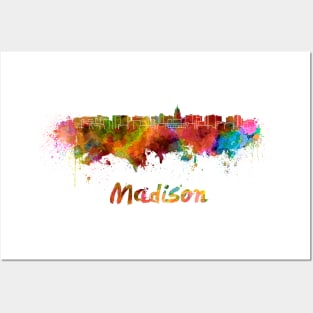 Madison skyline in watercolor Posters and Art